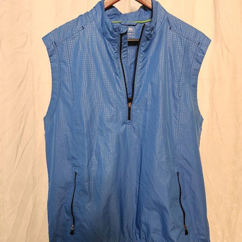 Adidas Men's Medium Climaproof Light Blue Vest - Windbreaker