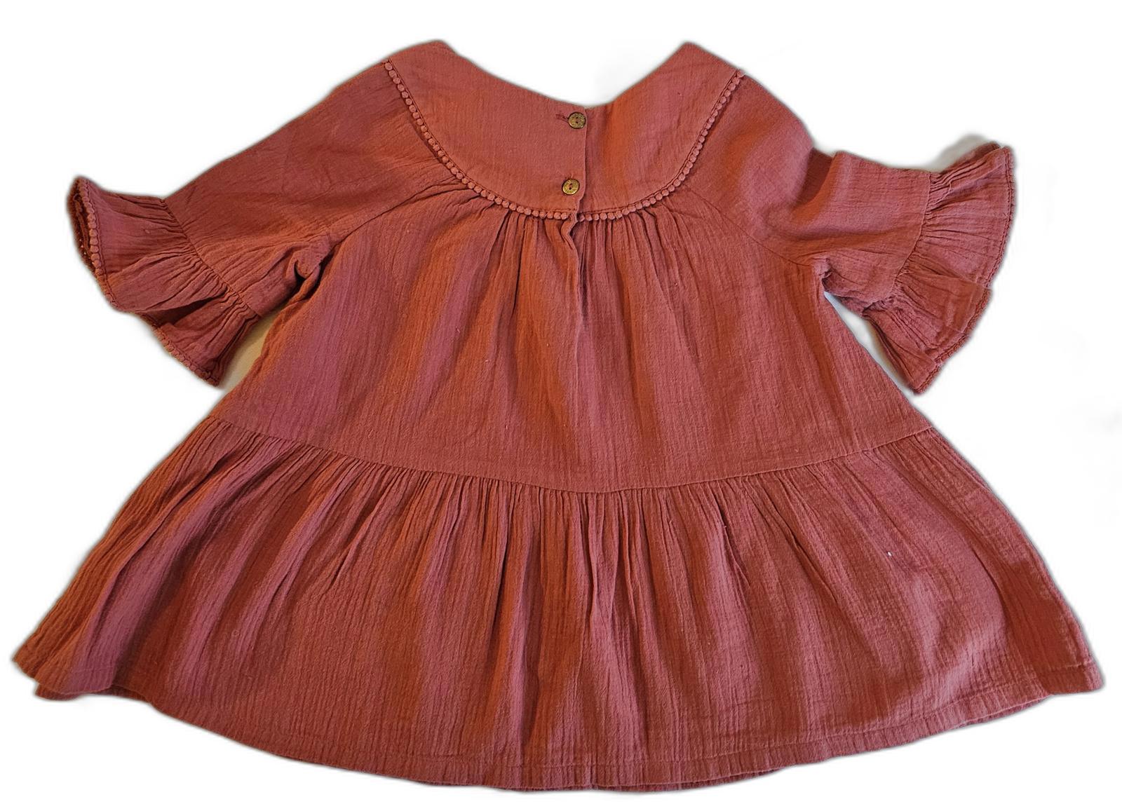 Adorable Girls' Flutter Sleeve Cotton Dress
